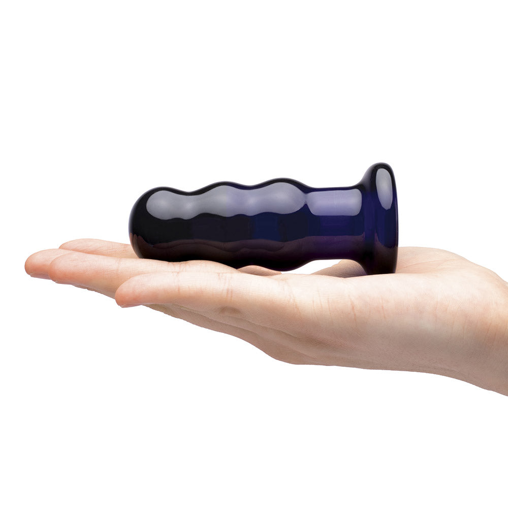 Gläs 3.5 inch Rechargeable Remote Controlled Vibrating Glass Beaded Butt Plug at glastoy.com