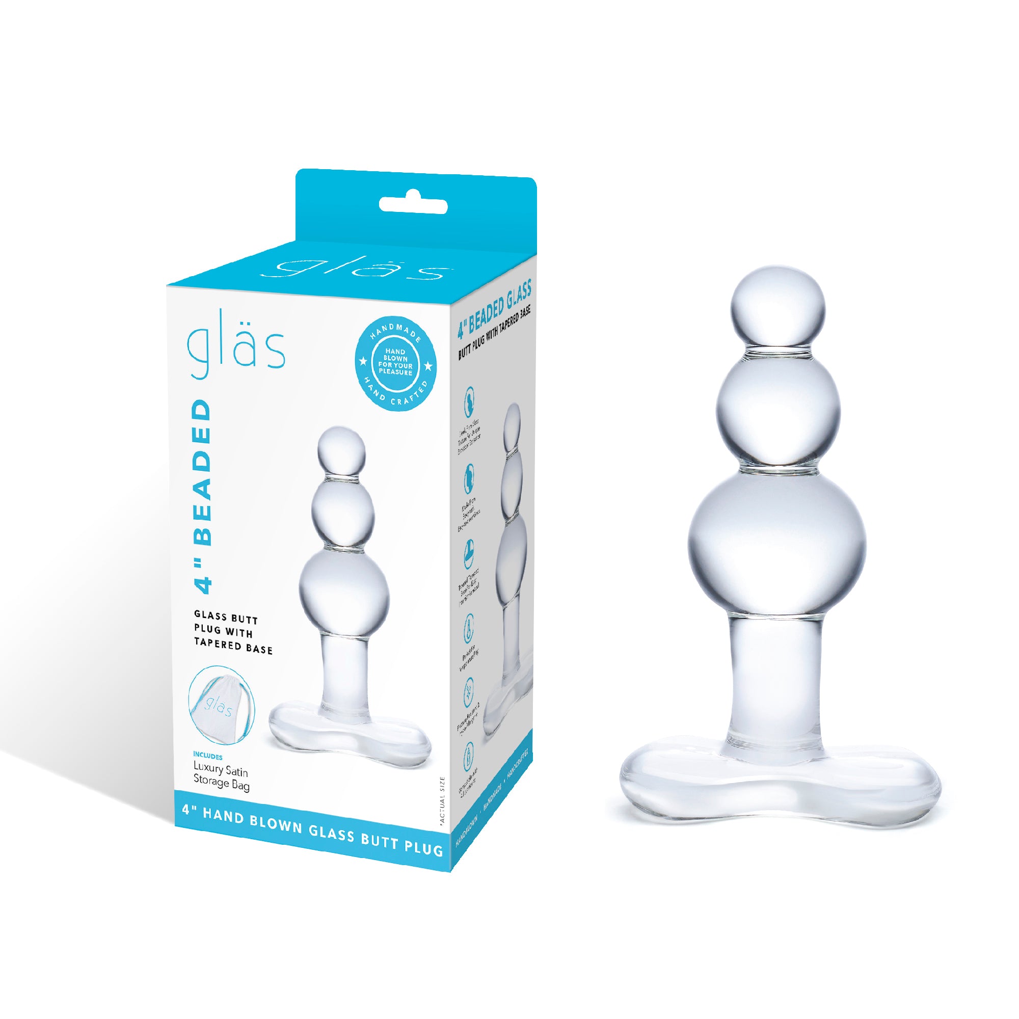 Packaging of the Gläs 4 inch Beaded Glass Putt with Tapered Base