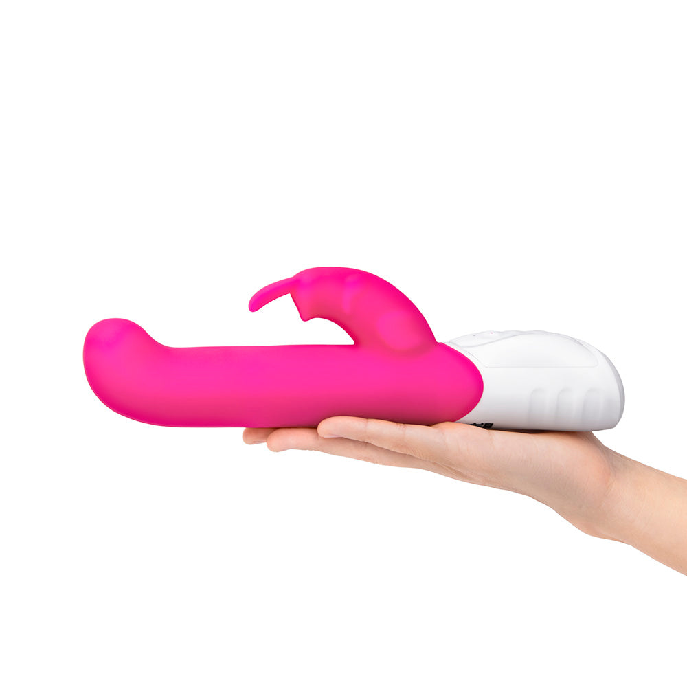 Rabbit Essentials Come Hither Curved Tip Rabbit Vibrator in Hot Pink