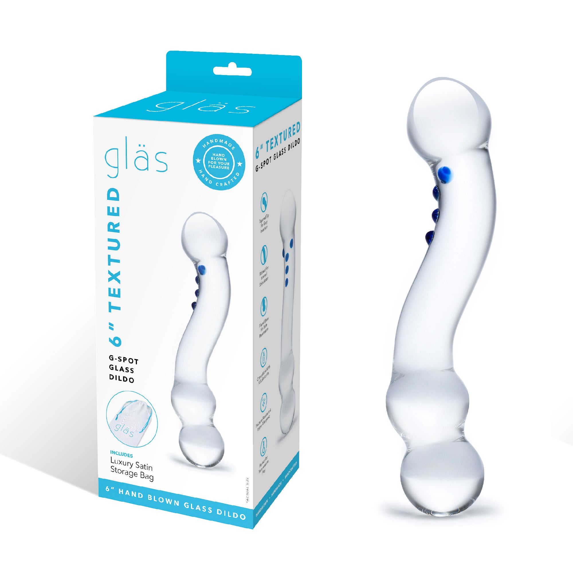Packaging of the Gläs 6 inch Curved G-Spot Glass Dildo