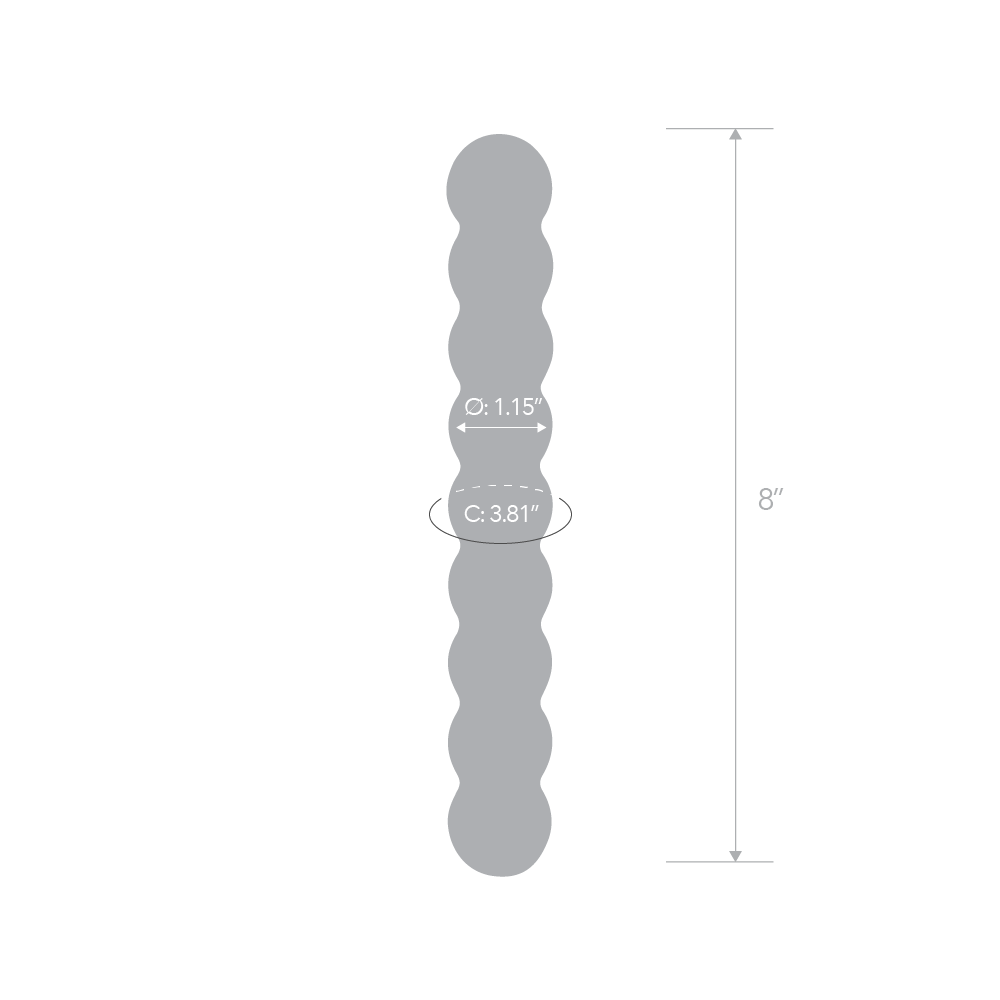 Size and measurements of the Gläs 8 inches Double Ended Beaded Glass Dildo