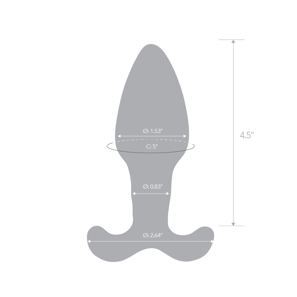 Size and measurements of the Gläs 4.5 inches Blue Glass Buttplug with Finger Hooks
