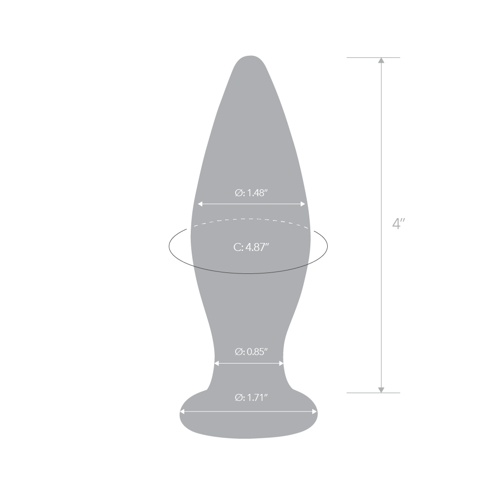 Size and measurements of the Gläs 4.5 inches Tapered Glass Buttplug