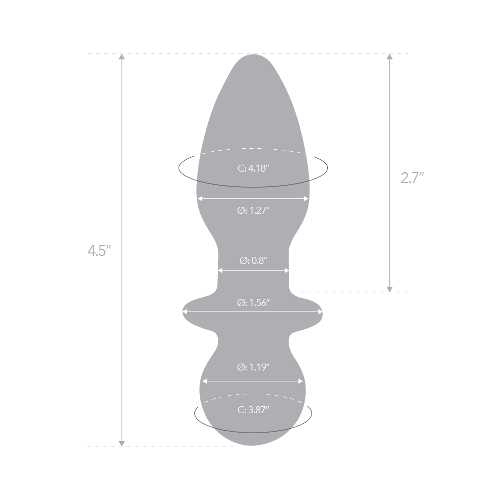 Size and measurement of the Gläs 4.5 inches Blue Glass Buttplug