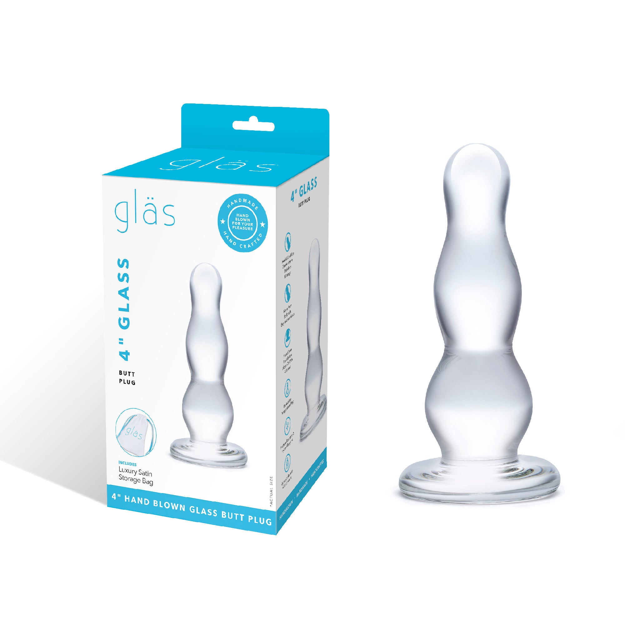 Packaging of the Gläs 4 inch Glass Butt Plug