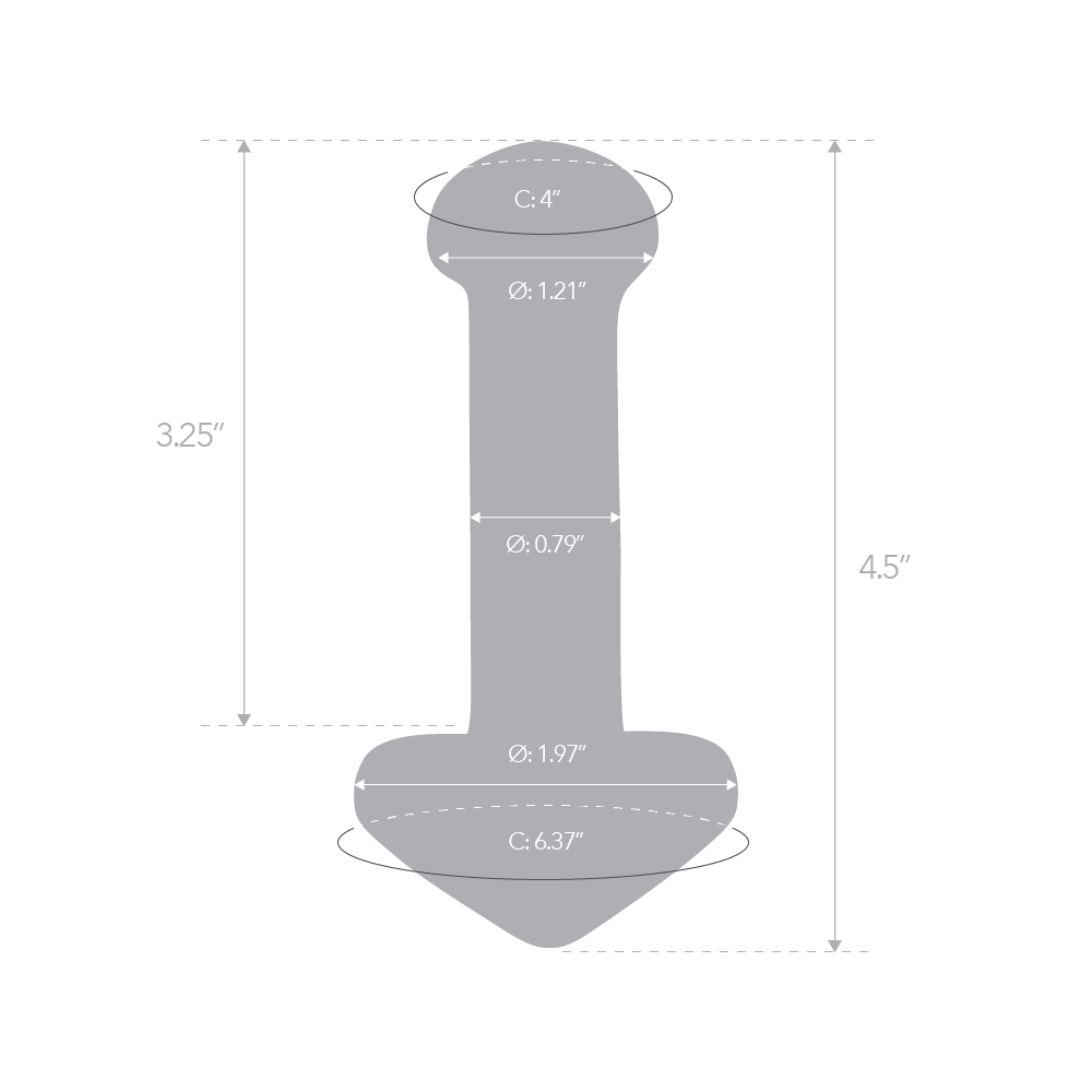 Size and measurements of the Gläs 4.5 inches White Mushroom Glass Buttplug