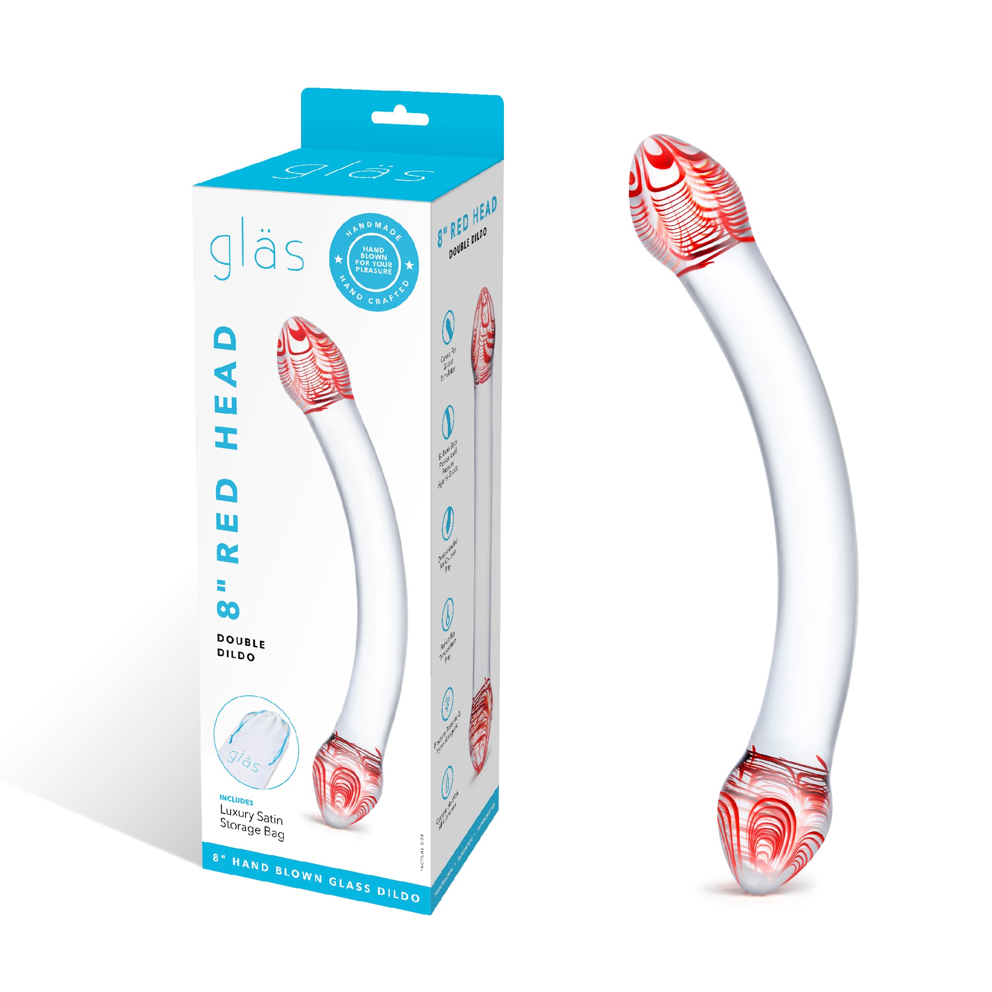Packaging of the Gläs Red Head Glass Double Dildo