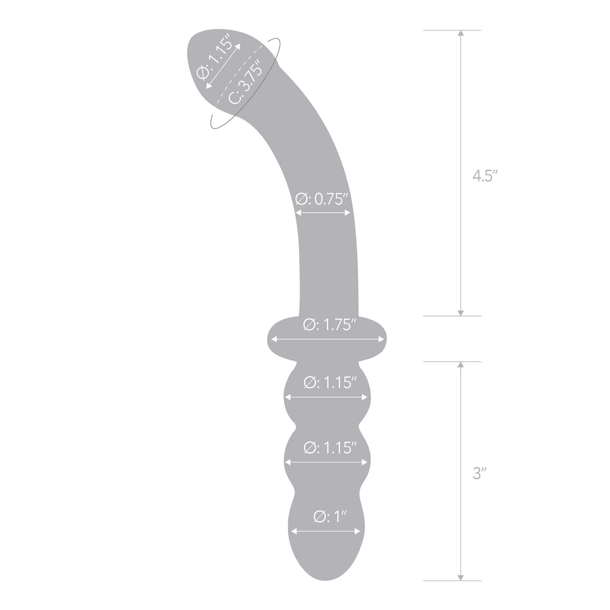 Specifications of the Gläs 8 inch Ribbed G-Spot Glass Dildo