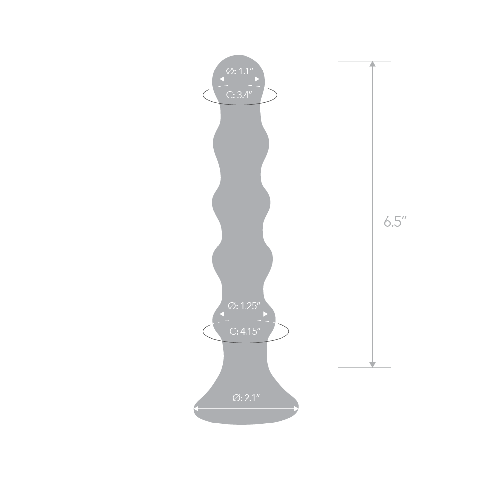 Size and measurements of the Gläs 7 inches Blue Glass Beaded Anal Dildo
