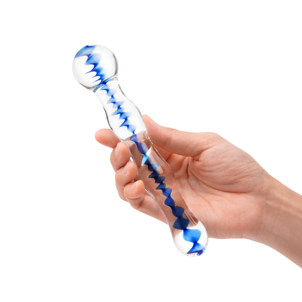 Shop the 7 inches Blue Wave Double Ended Beaded Glass Dildo
