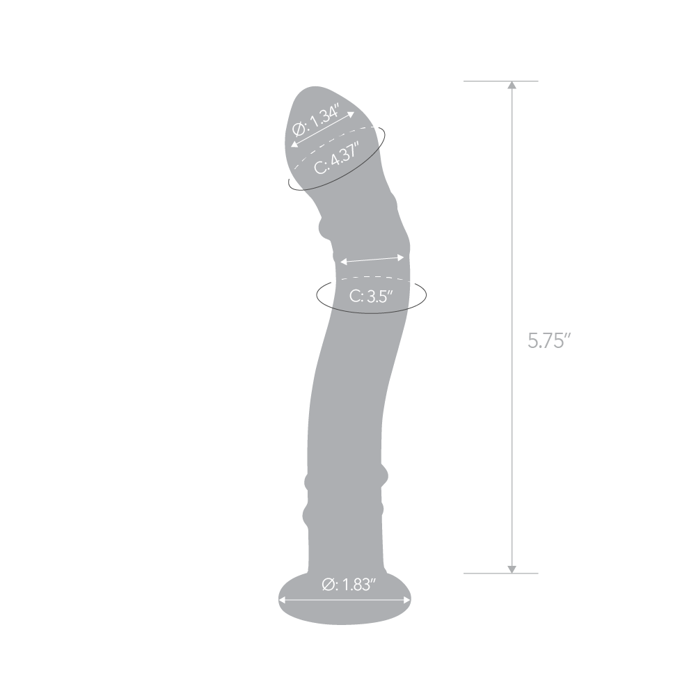 Size and measurements of the Gläs 7 inches Curved Textured Glass Spots Dildo