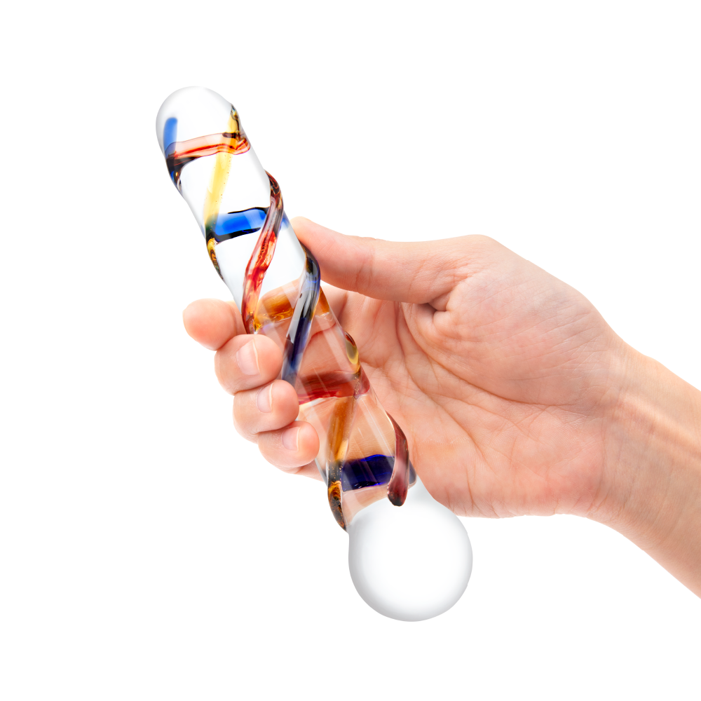 Shop the Gläs 7 inches Double Swirly Textured Glass Dildo