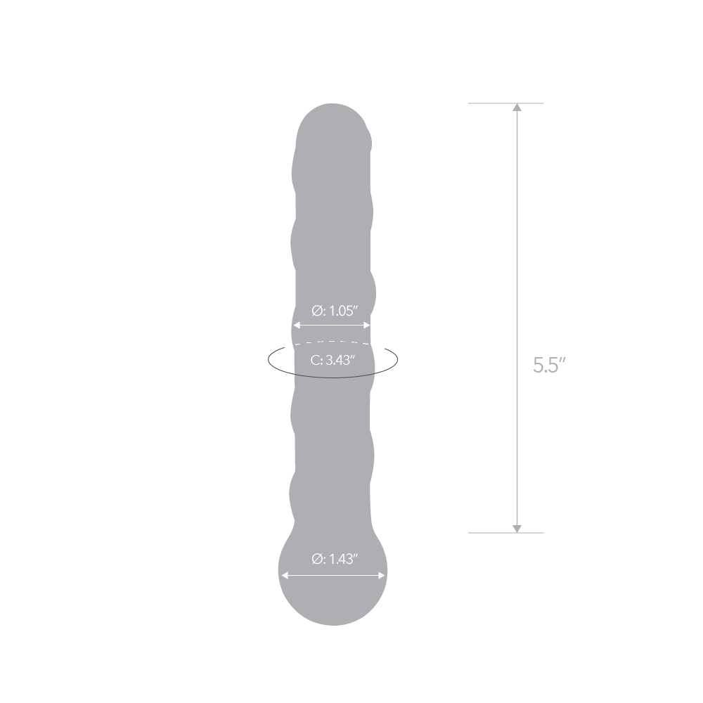 Size and measurements of the Gläs 7 inches Double Swirly Textured Glass Dildo
