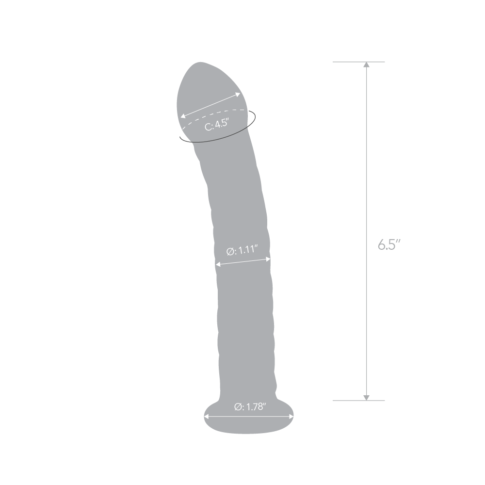 Size and measurements of the Gläs 7 inches Multi-Swirl Curved Glass Spot Dildo