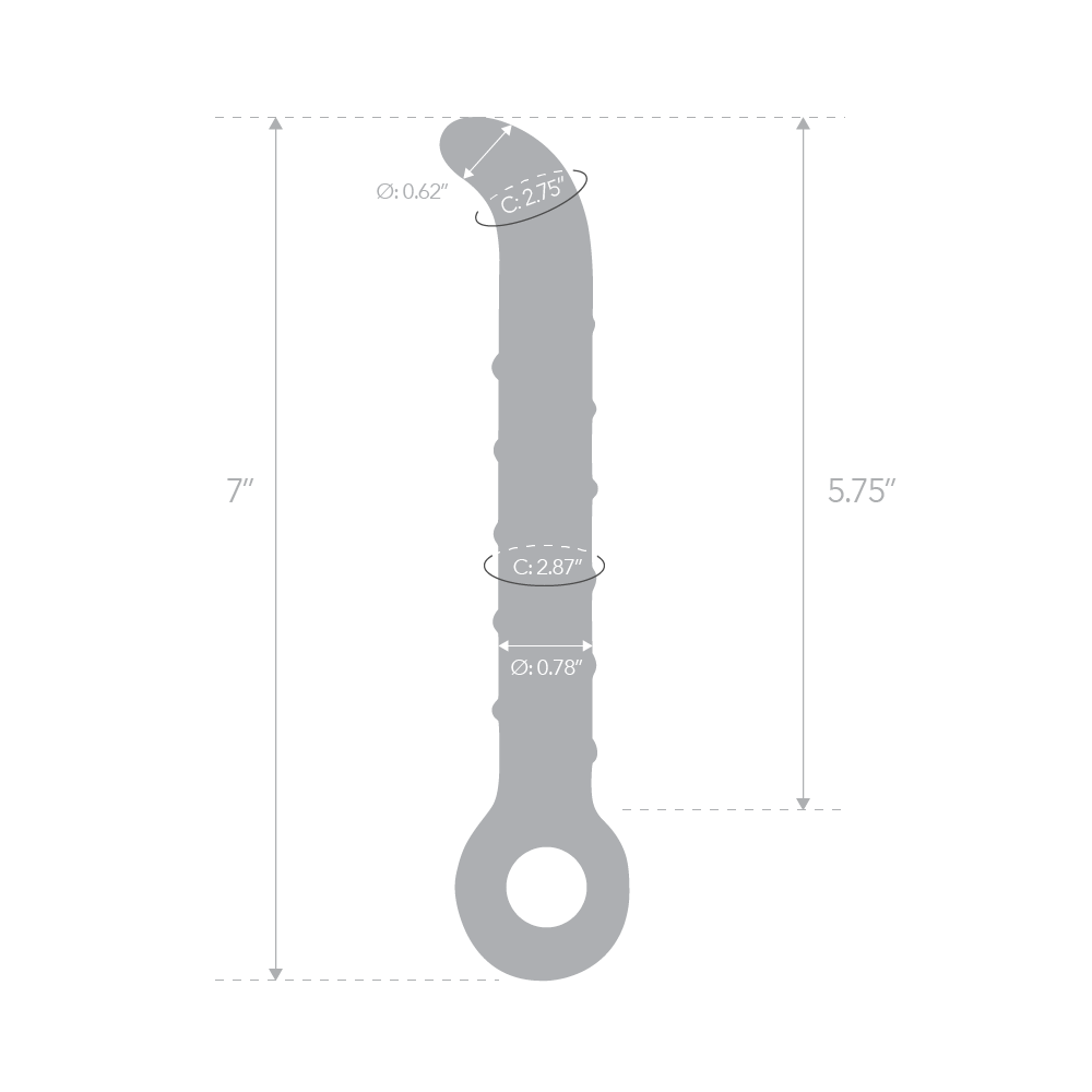 Size and measurements of the Gläs 7 inches Slim Swirly Glass Dildo with G-Spot Tip