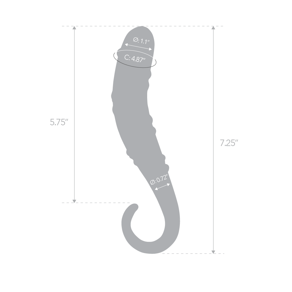 Size and measurements of the Gläs 7.25 inches Candy Swirl Glass Spot Dildo