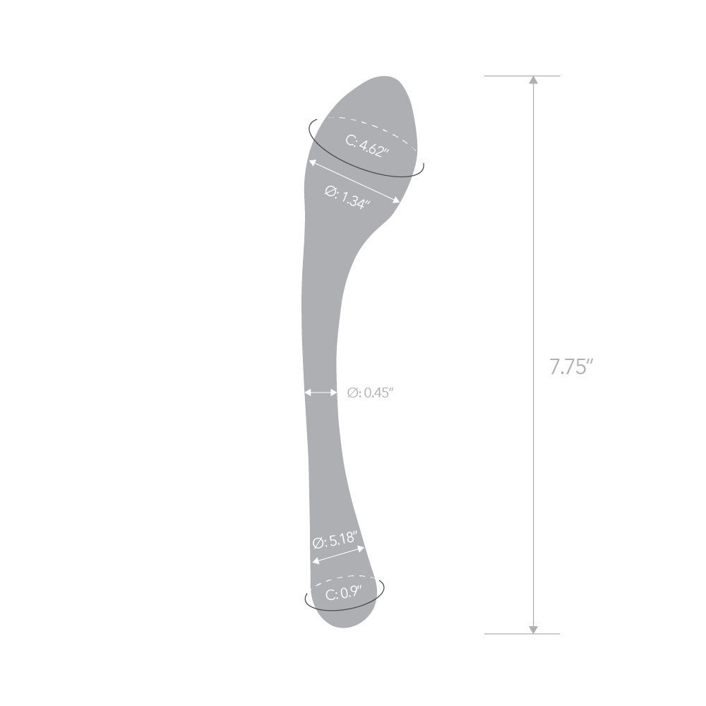 Size and measurements of the Gläs 7.75 inches Double Ended Glass G-Spot Dildo