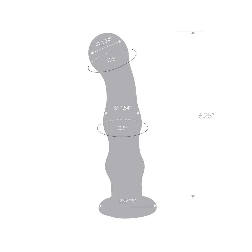 Size and measurements of the Gläs 6.5 inches Over Easy Curved G-Spot P-Spot Plug