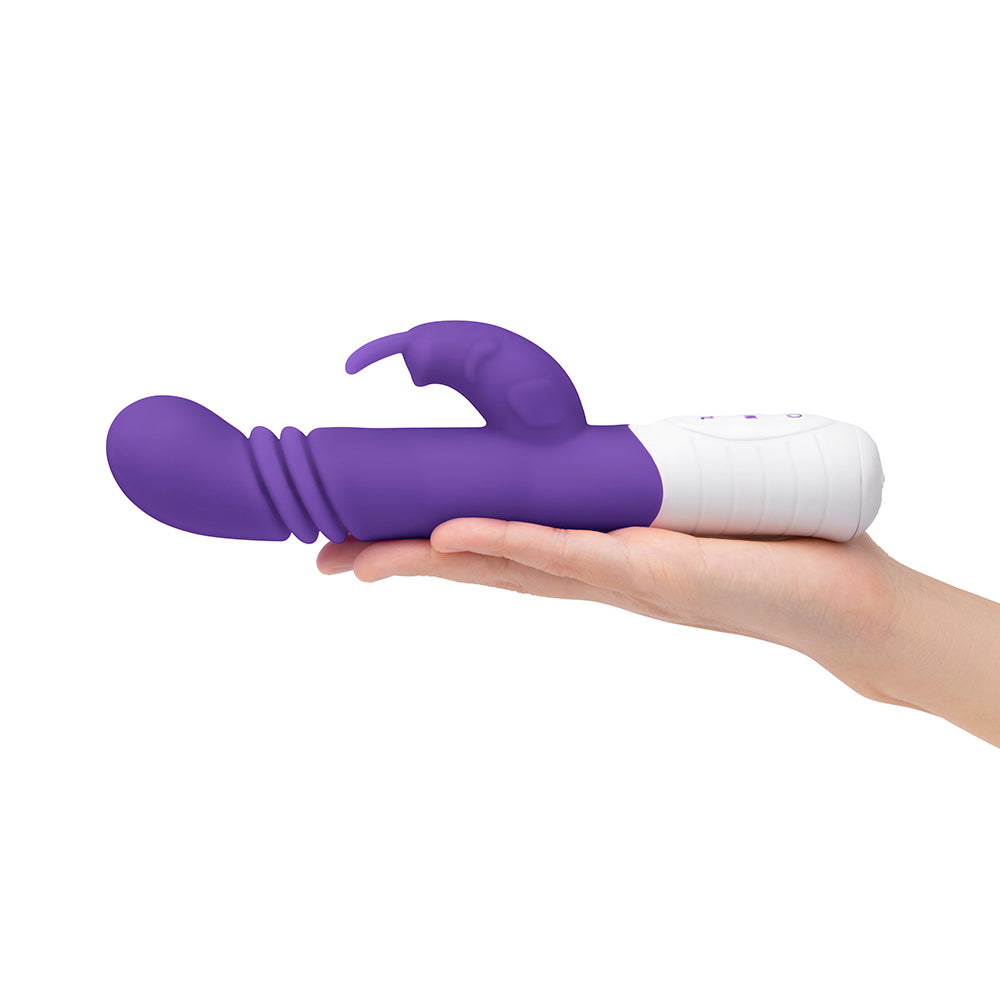 Rabbit Essentials Slim Shaft Thrusting Rabbit Vibrator with G-Spot Stimulation in Purple