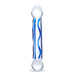 Gläs 6.5" Textured Double Sided Blue Glass Dildo front view