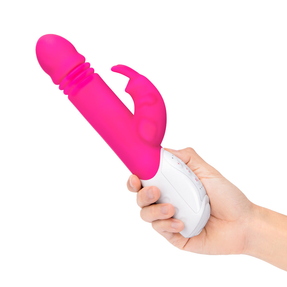 Rabbit Essentials Thrusting Rabbit Vibrator with G-Spot Stimulation in Hot Pink
