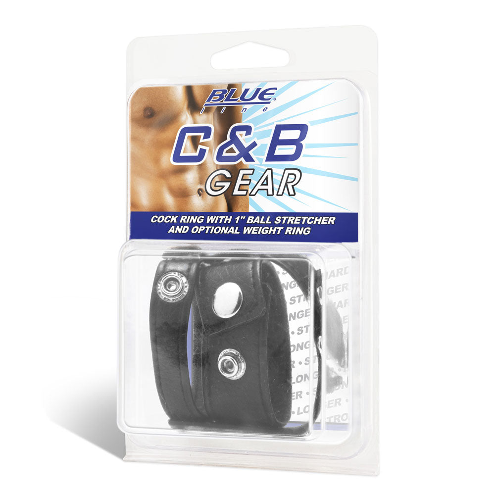 Blue Line Men Cock Ring With 1" Ball Stretcher & Optional Weight Ring at Glastoy.com