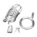 Blue Line Men Deluxe Chastity Cock Cage with Lock (Stainless Steel) at glastoy.com