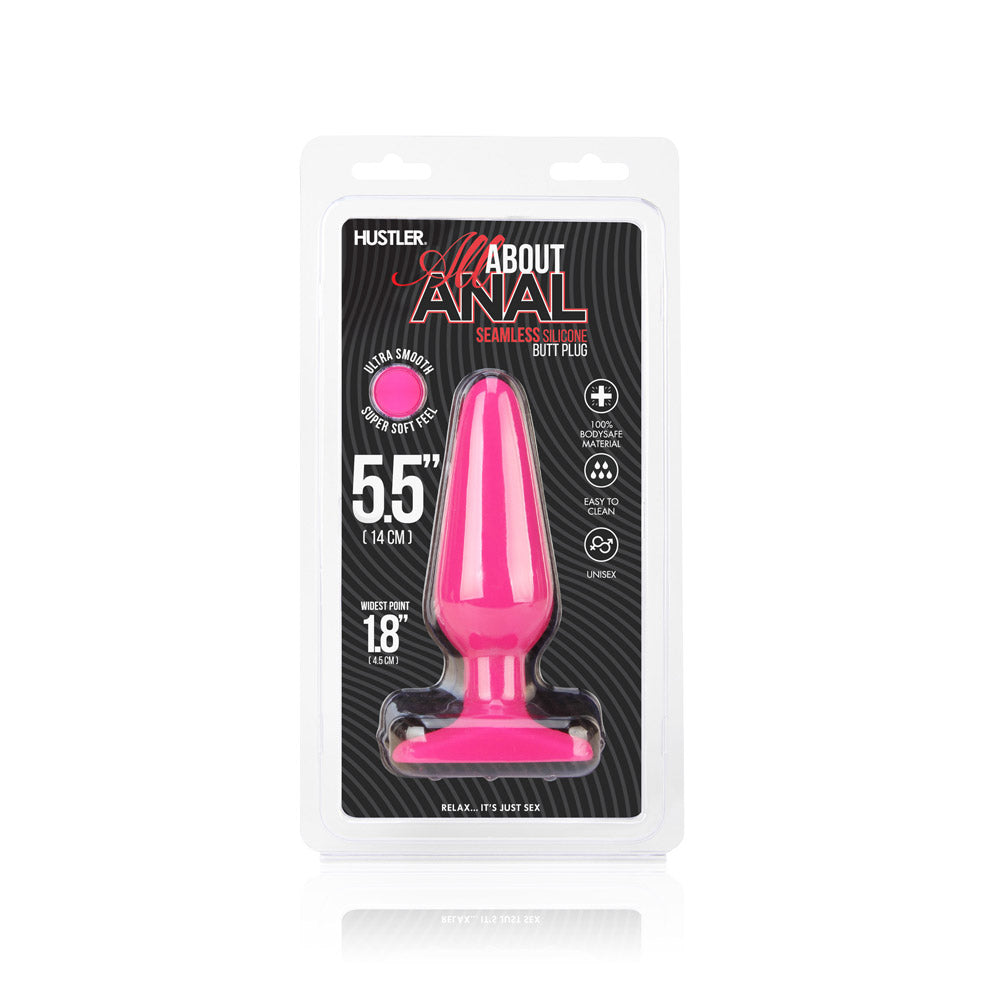 Hustler Seamless Silicone Butt Plug 5.5" in Hot Pink at Glastoy.com