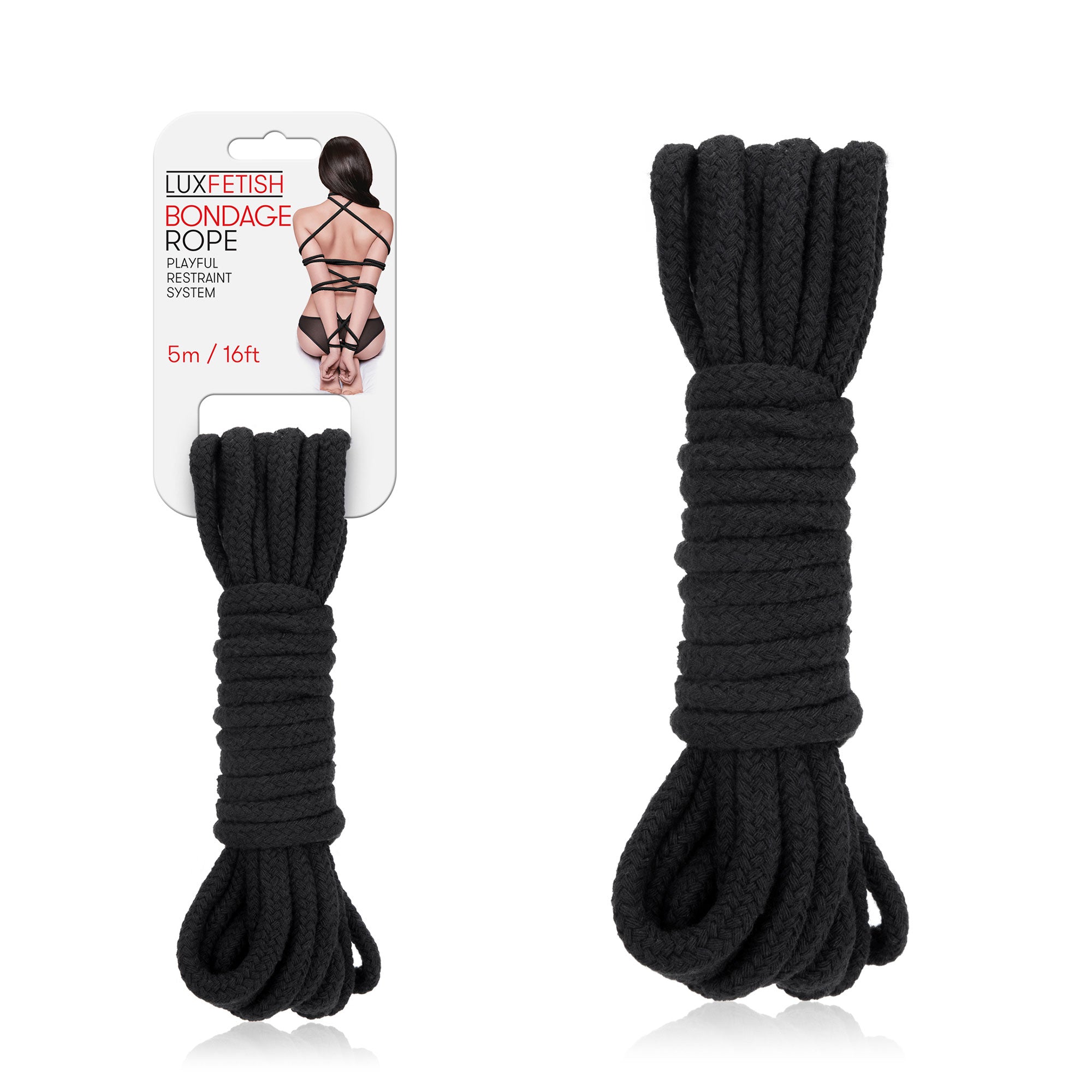 Packaging of Lux Fetish Bondage Rope (5m / 16ft) - Black at glastoy.com
