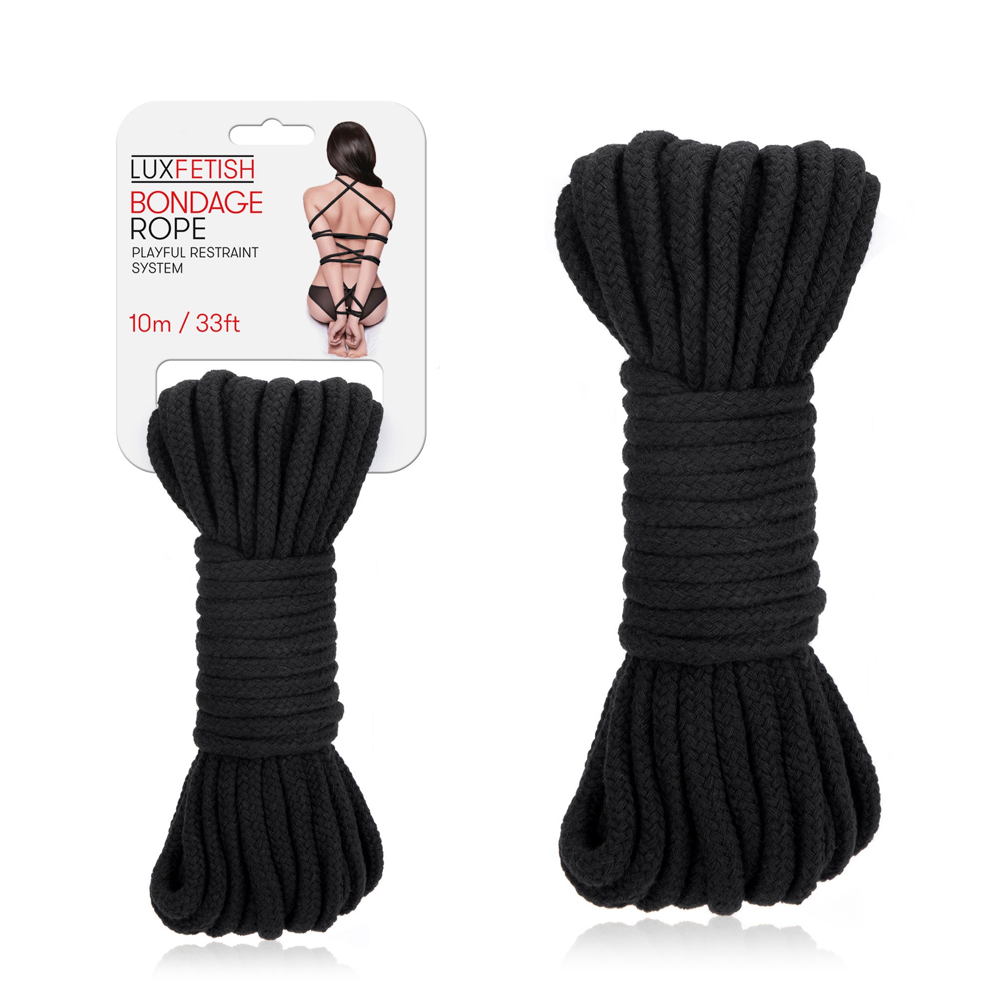 Packaging of Lux Fetish Bondage Rope (10m / 33ft) - Black at glastoy.com