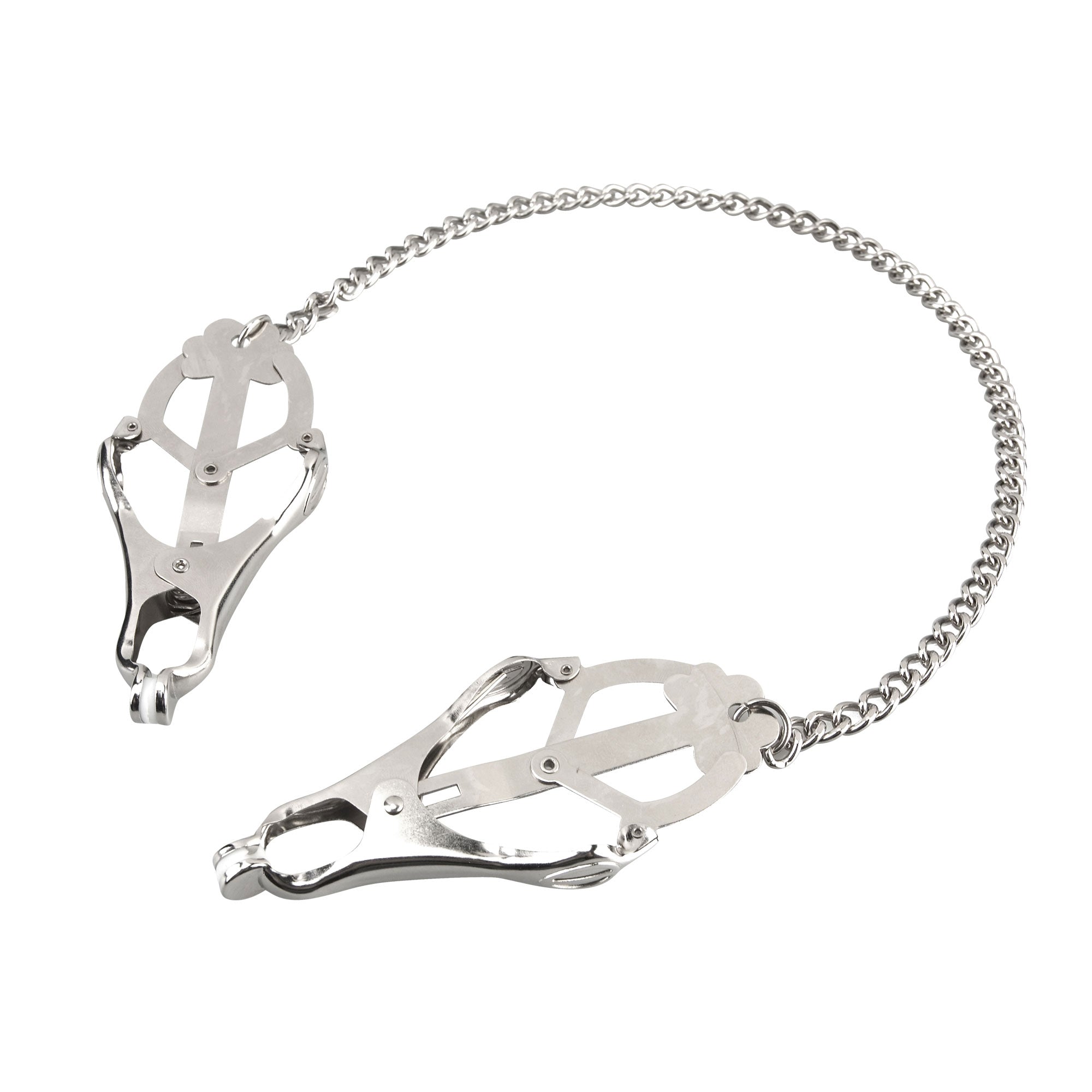 Lux Fetish Japanese Clover Nipple Clamps with Chain - Nipple Clips 