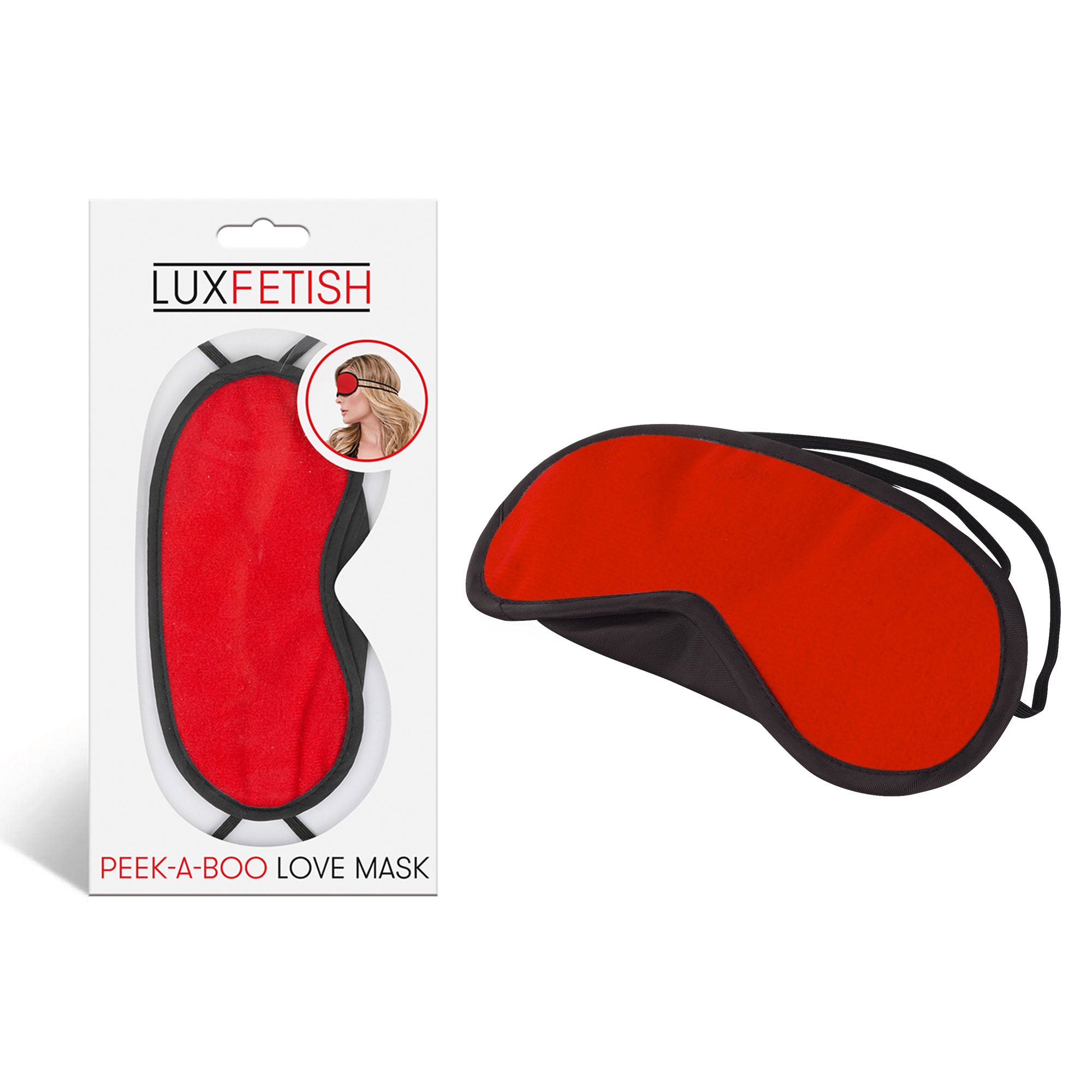 Packaging of Lux Fetish Peek-A-Boo Love Mask - Red at glastoy.com