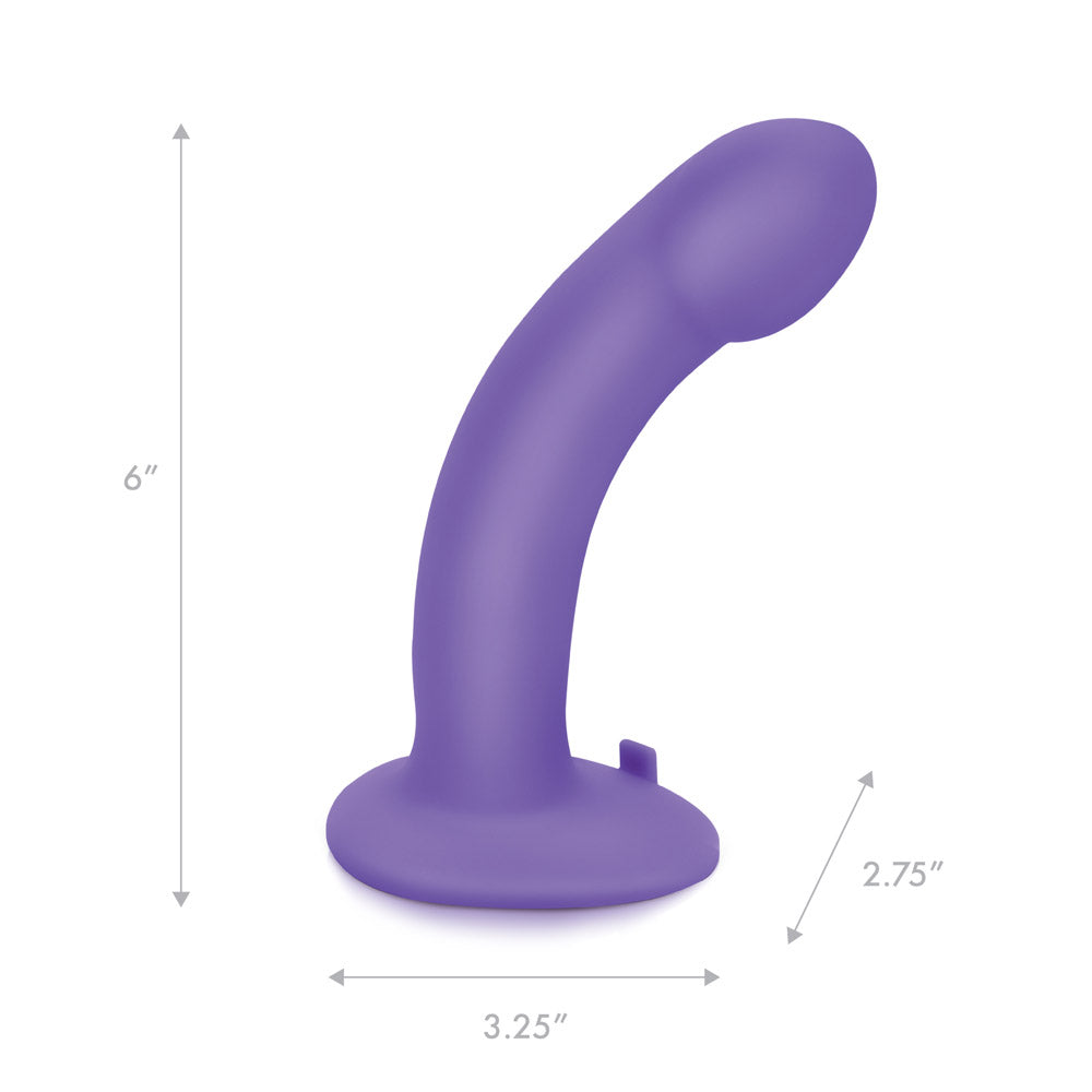 Specifications of the Pegasus 6" Curved Silicone Realistic Pegging Dildo with Adjustable Strap On and Wireless Remote Control at Glastoy.com