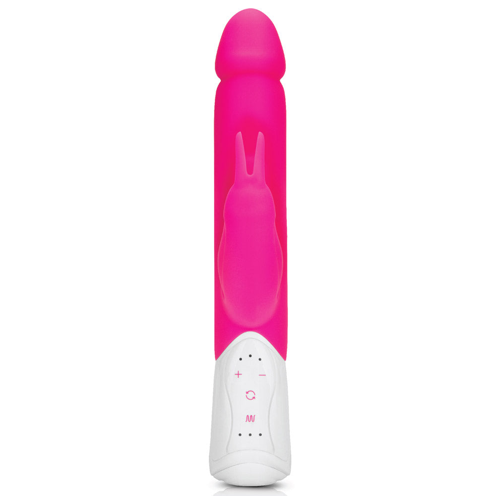 Shop the Rabbit Essentials Realistic Rabbit Vibrator with Throbbing Shaft in Pink at Glastoy.com