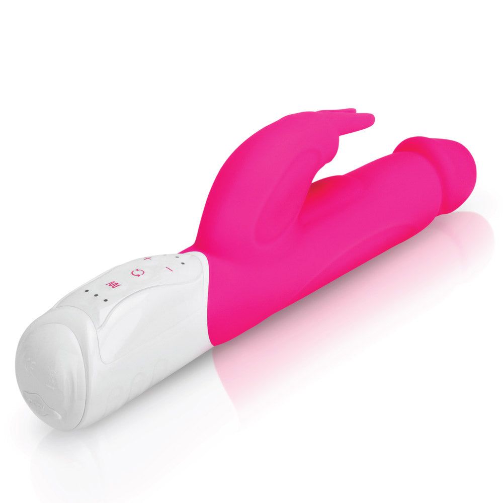 Shop the Rabbit Essentials Realistic Rabbit Vibrator with Throbbing Shaft in Pink at Glastoy.com