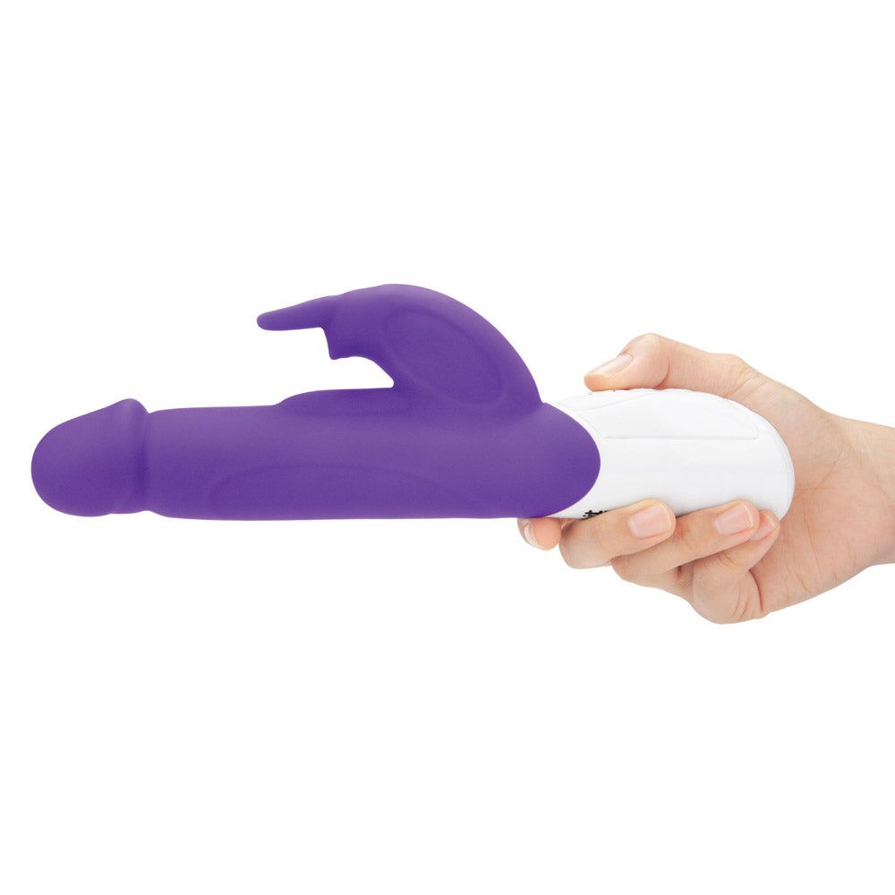 Shop the Rabbit Essentials Realistic Rabbit Vibrator with Throbbing Shaft in Purple at Glastoy.com