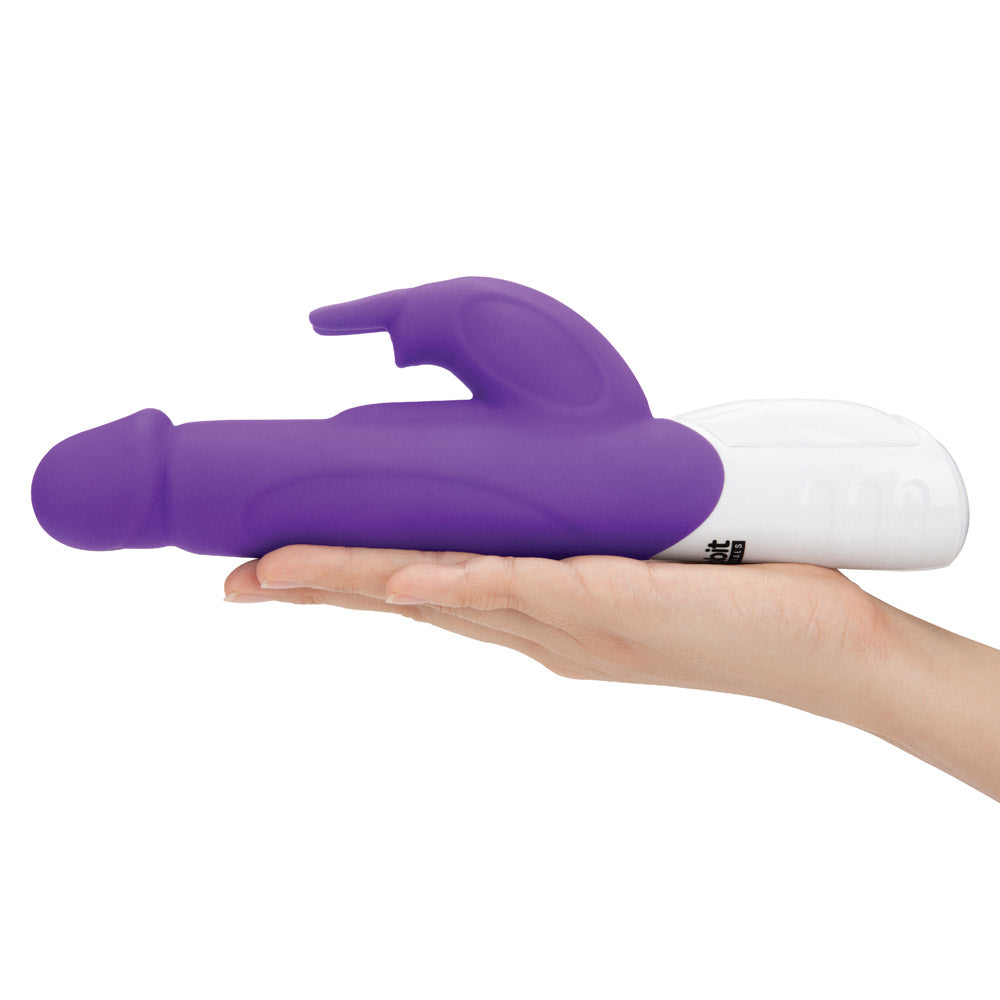Shop the Rabbit Essentials Realistic Rabbit Vibrator with Throbbing Shaft in Purple at Glastoy.com