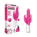 Packaging of Rabbit Essentials Slim Realistic Double Penetration Rabbit Vibrator with Rotating Beads in Pink at glastoy.com