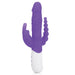 Rabbit Essentials Slim Realistic Double Penetration Rabbit Vibrator with Rotating Beads in Purple at glastoy.com