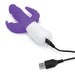 Rabbit Essentials Slim Realistic Double Penetration Rabbit Vibrator with Rotating Beads in Purple with Charging Cable at glastoy.com
