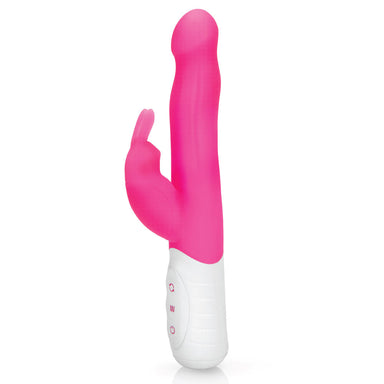 Rabbit Essentials Slim Shaft Rabbit Vibrator with Rotating Beads in Pink at Glastoy.com