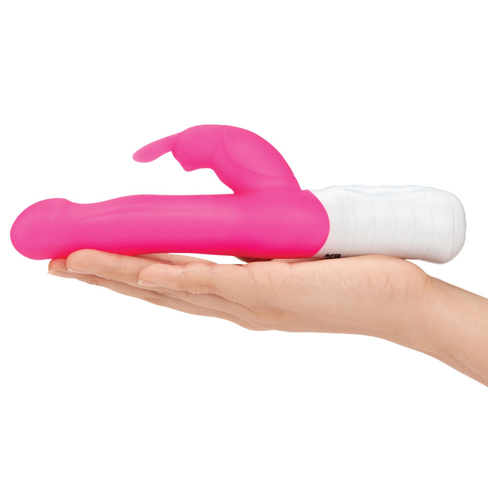 Rabbit Essentials Slim Shaft Rabbit Vibrator with Rotating Beads in Pink at Glastoy.com