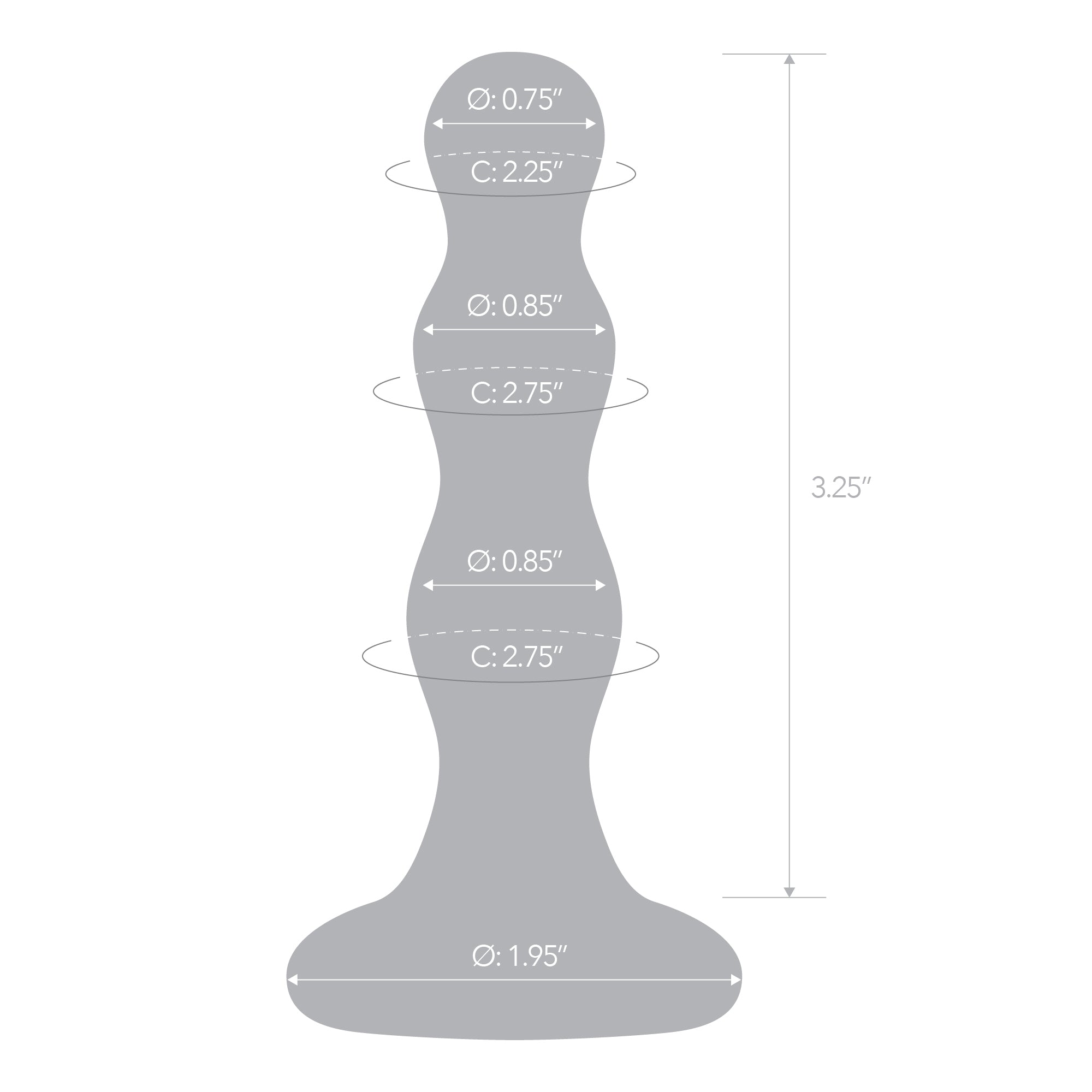 Specifications of the Gläs Triple Play Beaded Glass Butt Plug