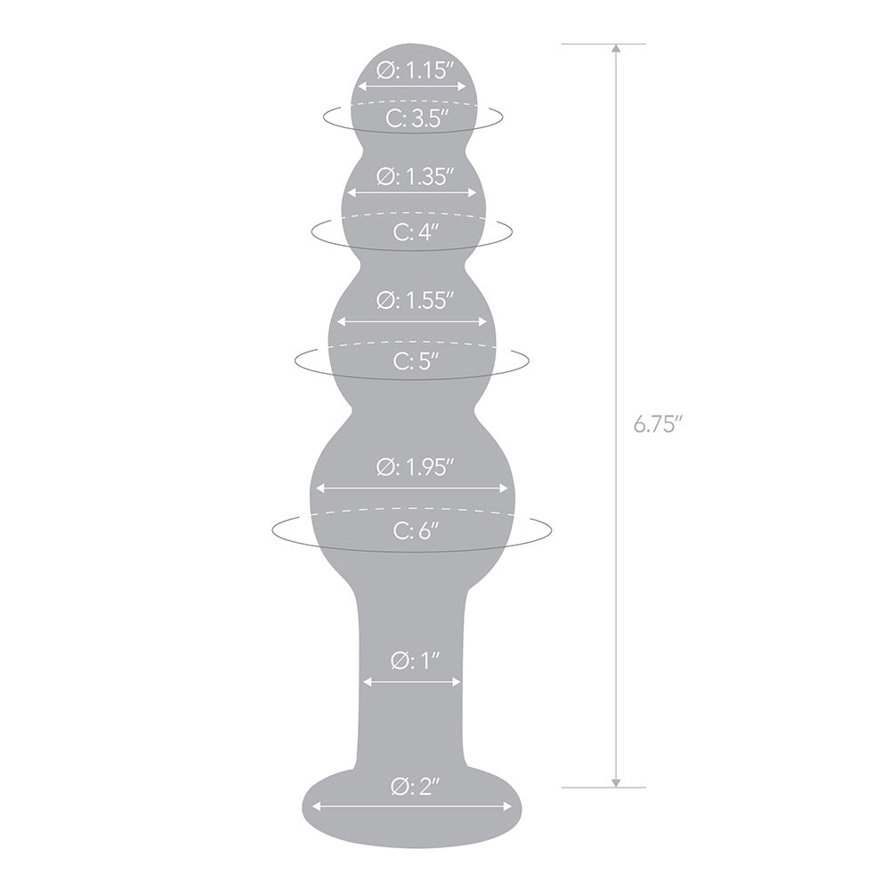 Specifications of Gläs 7.25 inch Beaded Glass Butt Plug at glastoy.com