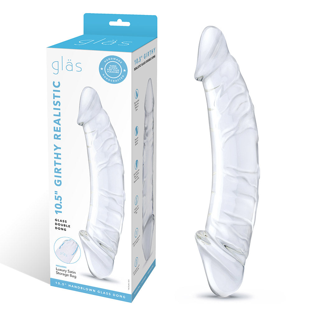 Packaging of Gläs 10.5 inch Girthy Realistic Double Dong Double Ended Glass Dildo at glastoy.com