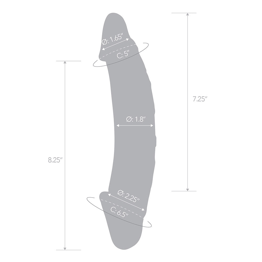 Specifications of Gläs 10.5 inch Girthy Realistic Double Dong Double Ended Glass Dildo at glastoy.com