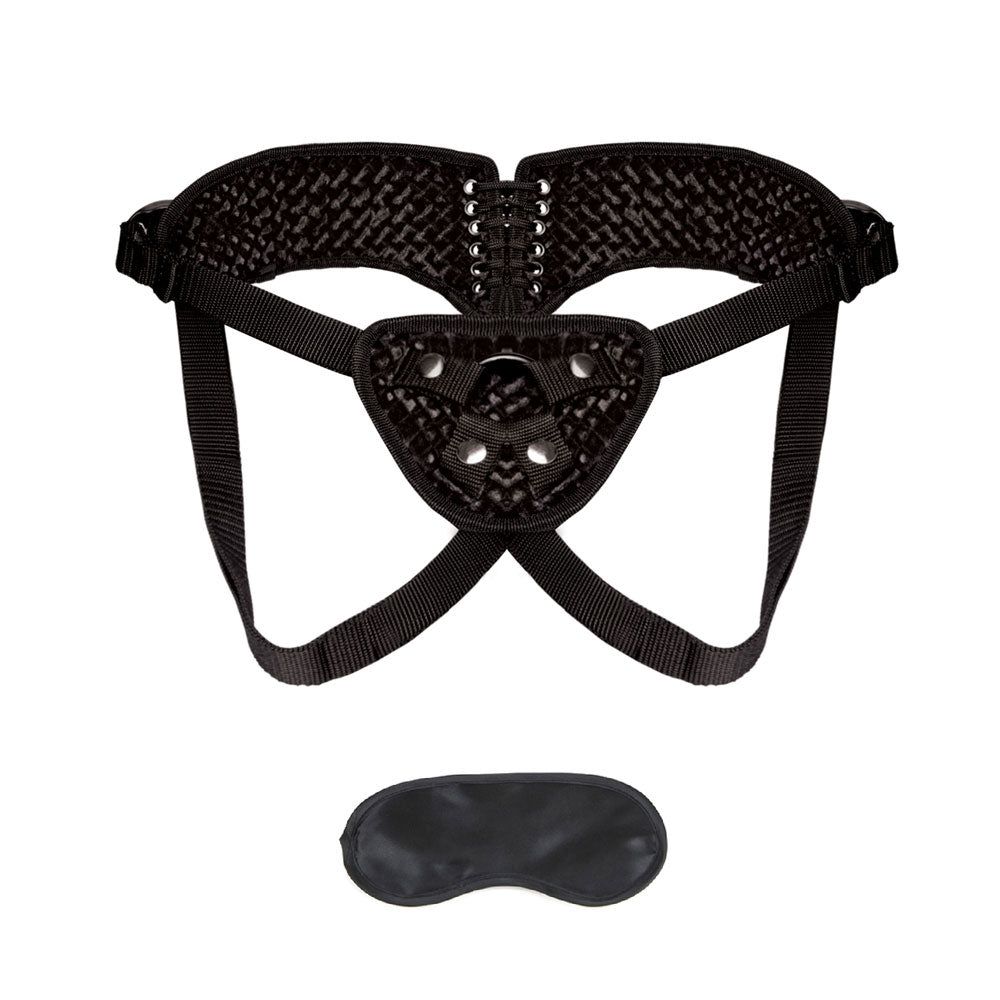 Vibrating Black Velvet Strap On main image 1