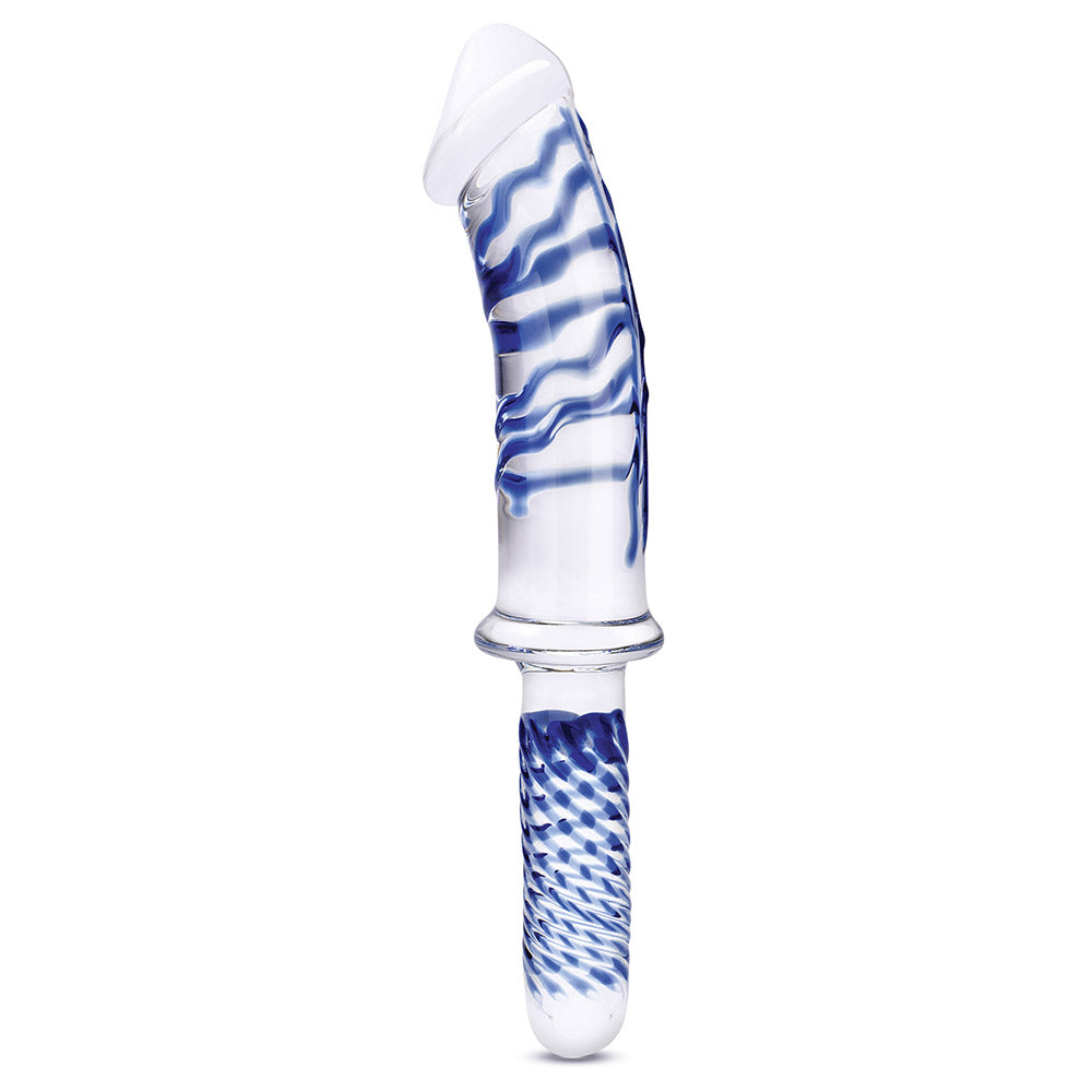 Gläs 11-Inch Realistic Double Ended Glass Dildo with Handle at glastoy.com