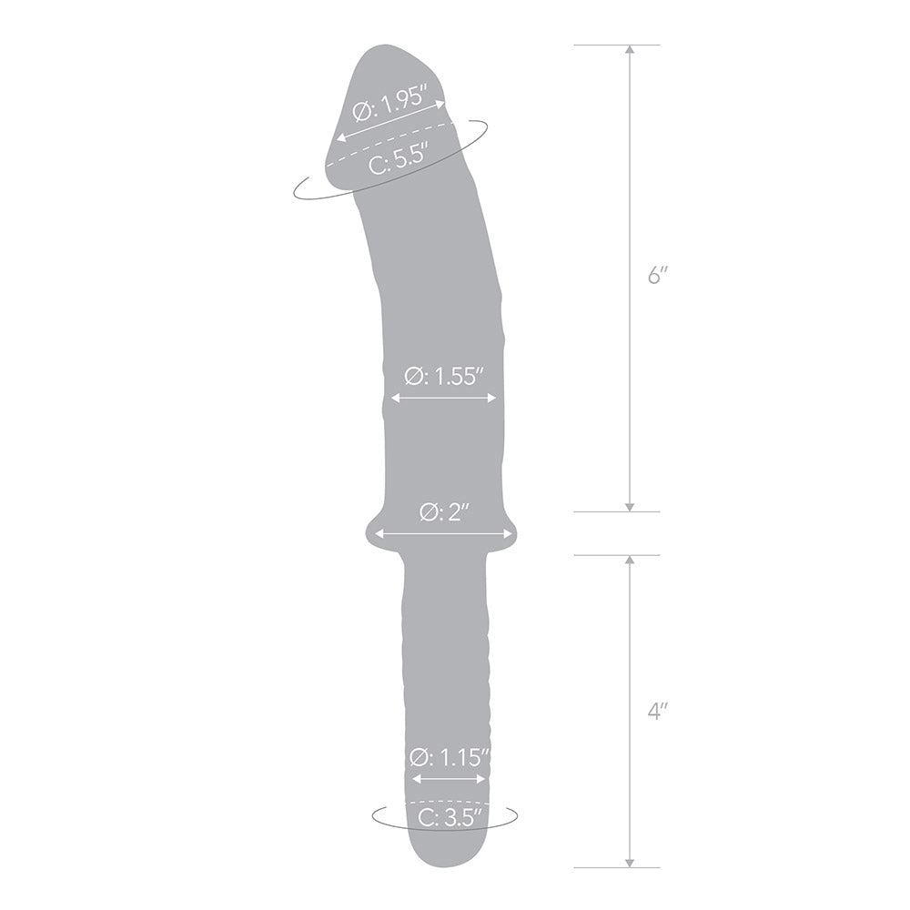 Specifications of Gläs 11-Inch Realistic Double Ended Glass Dildo with Handle at glastoy.com