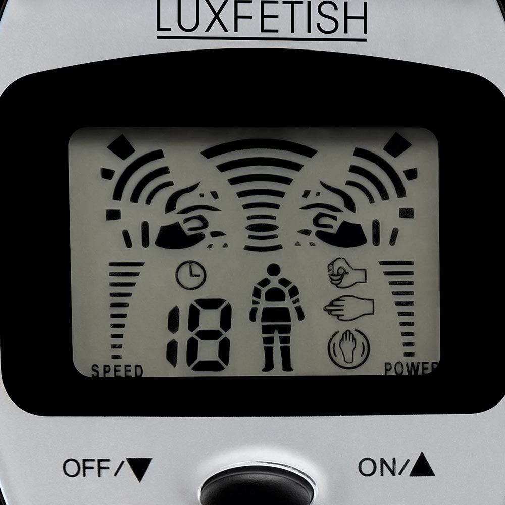 Display screen of the stimulation pads control device of the Lux Fetish Electro-Sex Kit With Stimulation Pads
